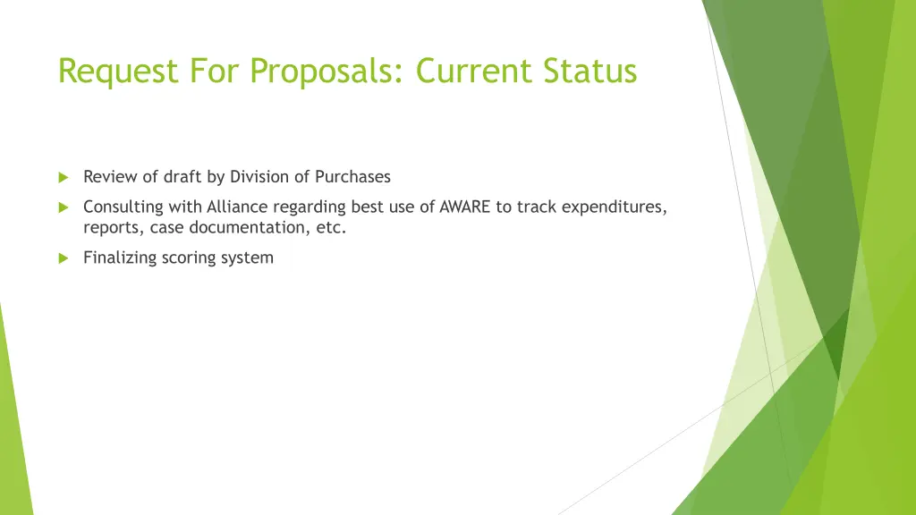 request for proposals current status