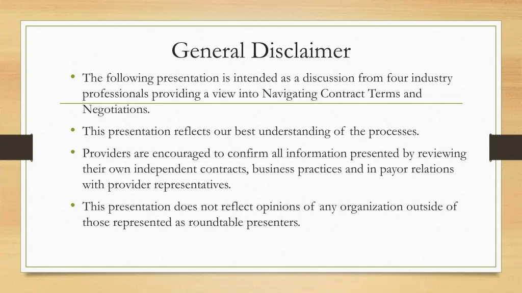 general disclaimer