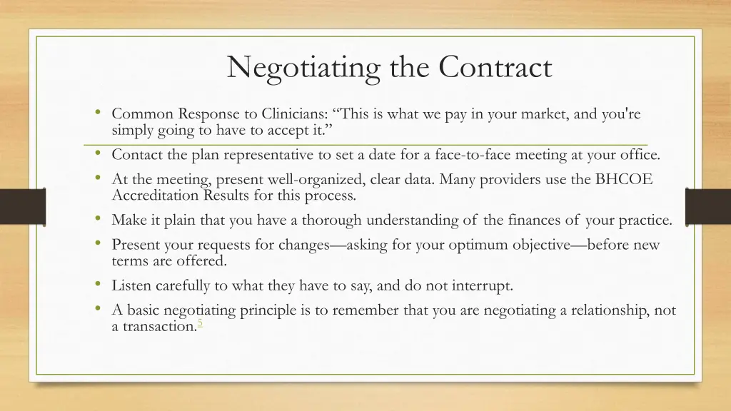 negotiating the contract