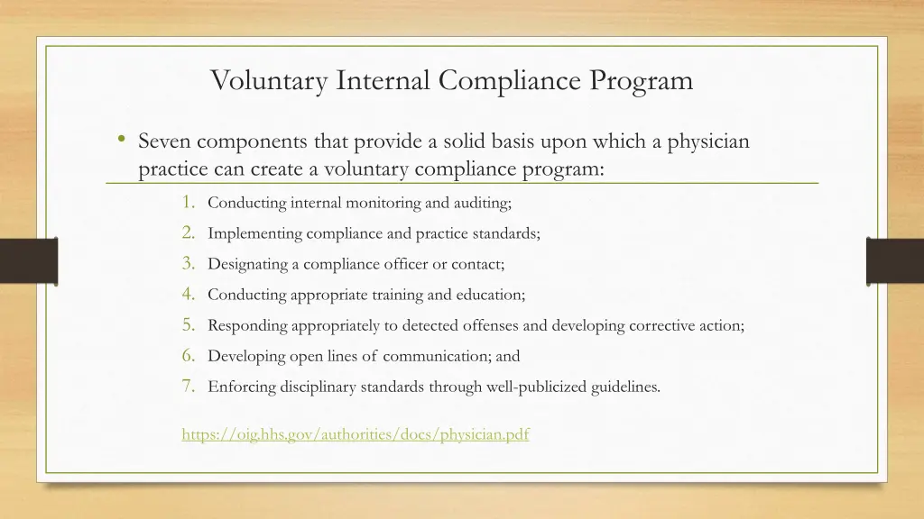 voluntary internal compliance program