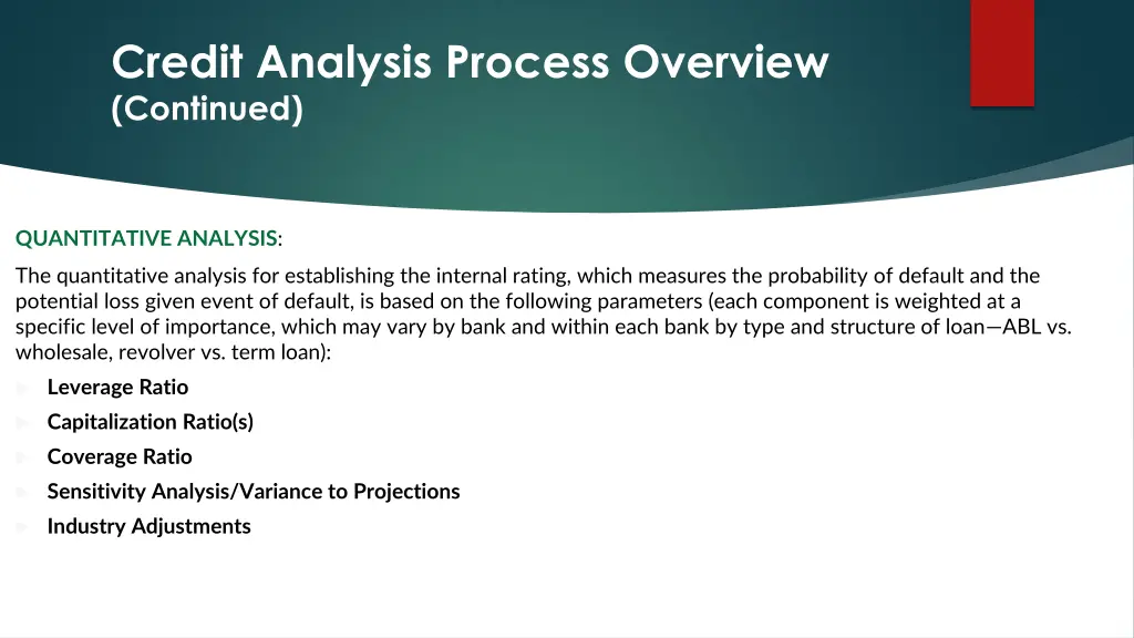 credit analysis process overview continued 1