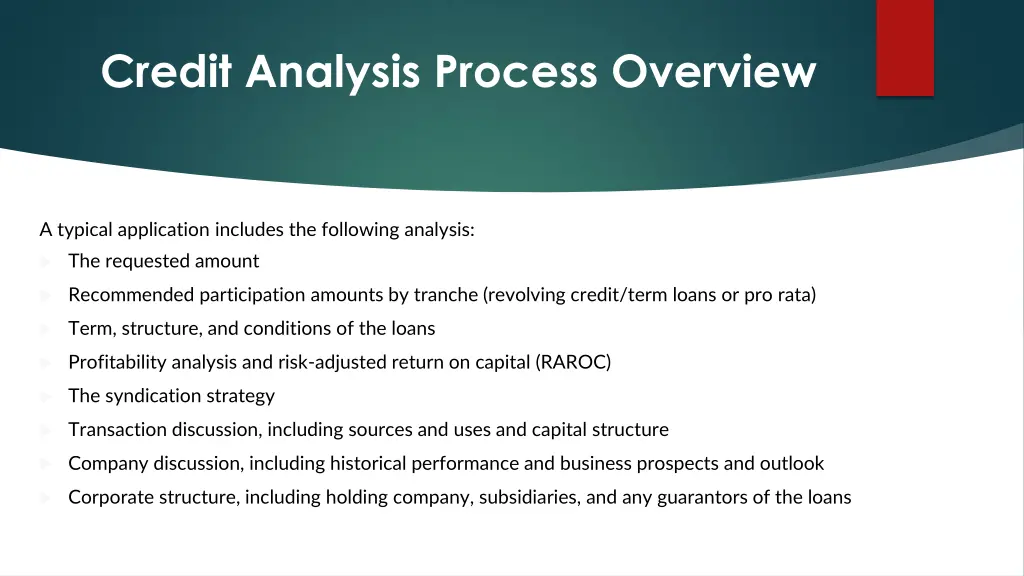 credit analysis process overview