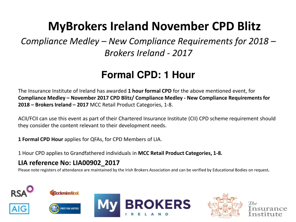 mybrokers ireland november cpd blitz compliance