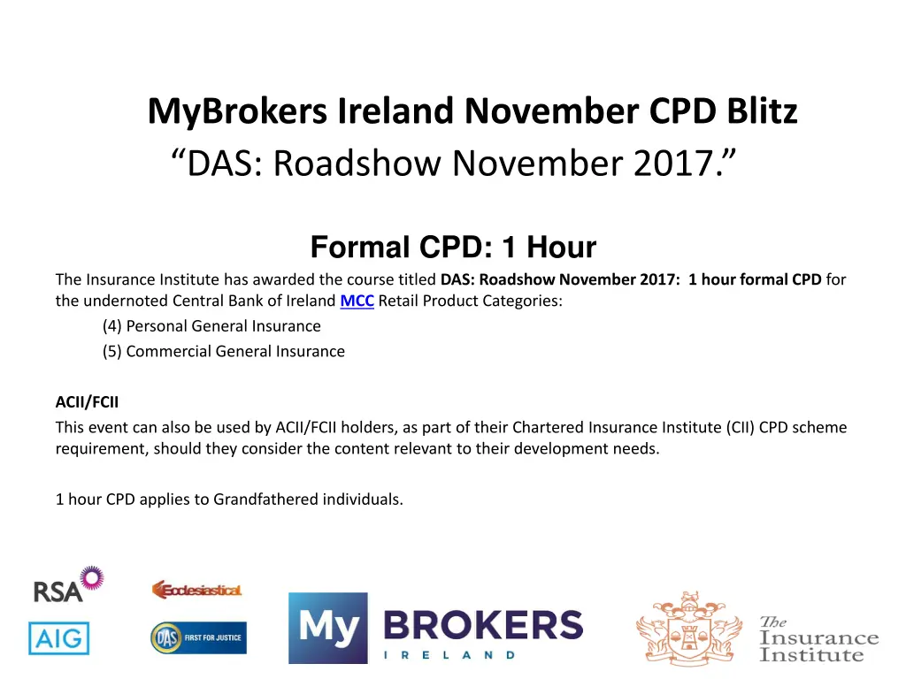 mybrokers ireland november cpd blitz das roadshow