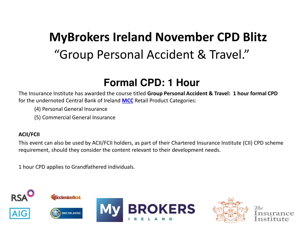 mybrokers ireland november cpd blitz group