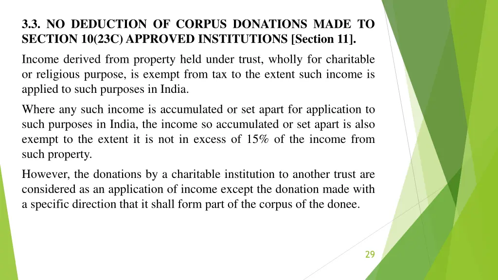 3 3 no deduction of corpus donations made