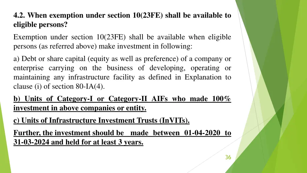 4 2 when exemption under section 10 23fe shall