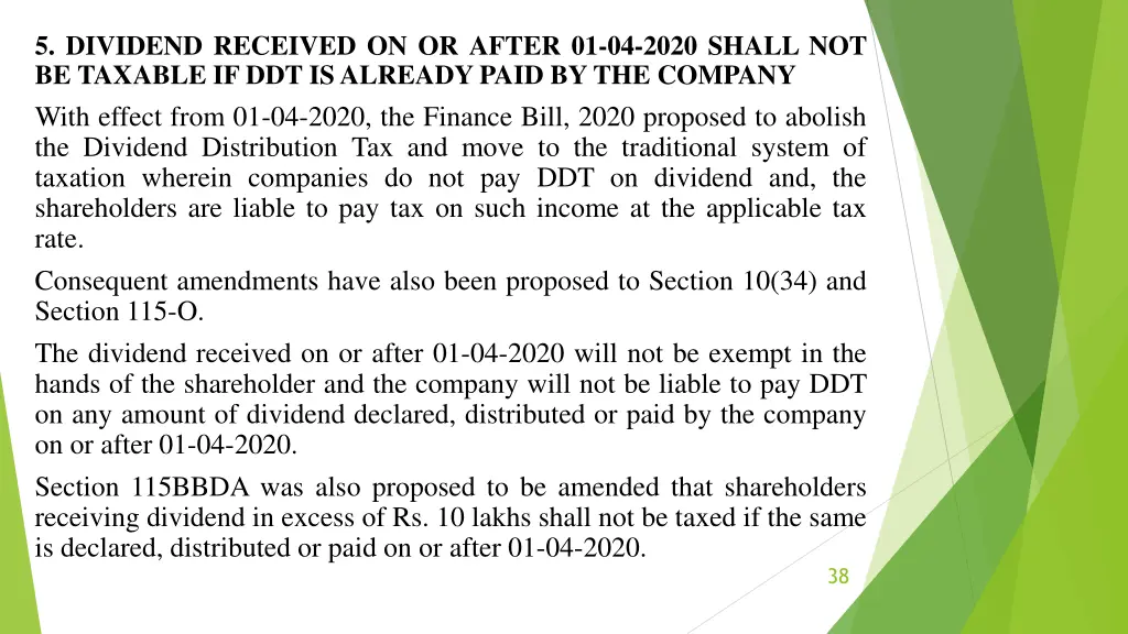 5 dividend received on or after 01 04 2020 shall