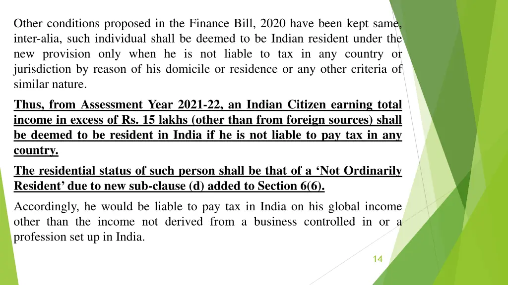 other conditions proposed in the finance bill