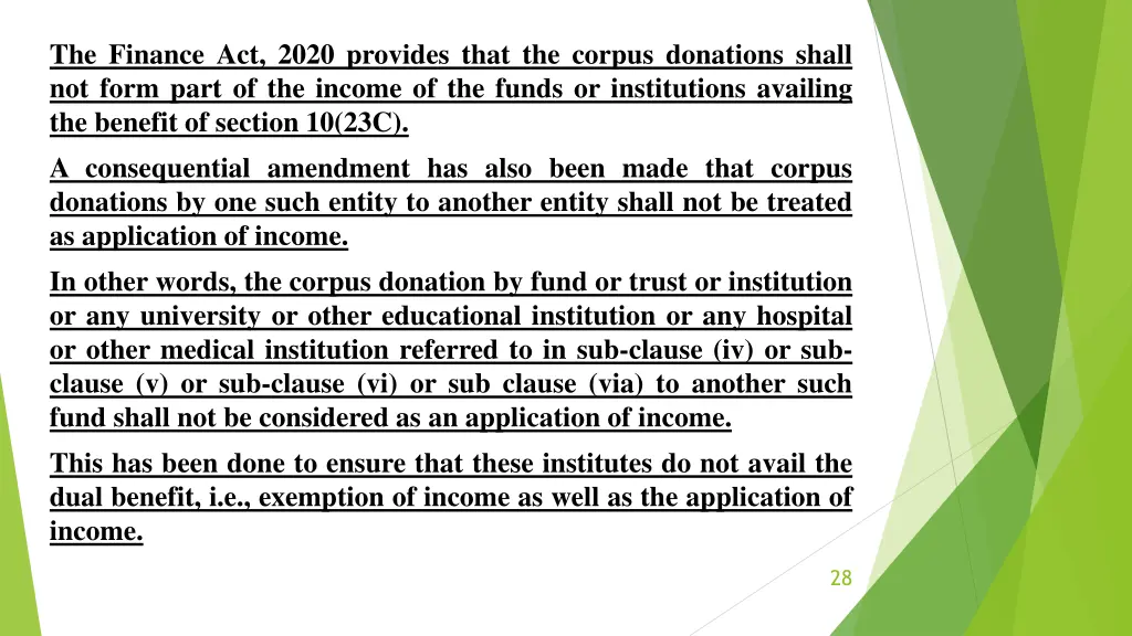 the finance act 2020 provides that the corpus