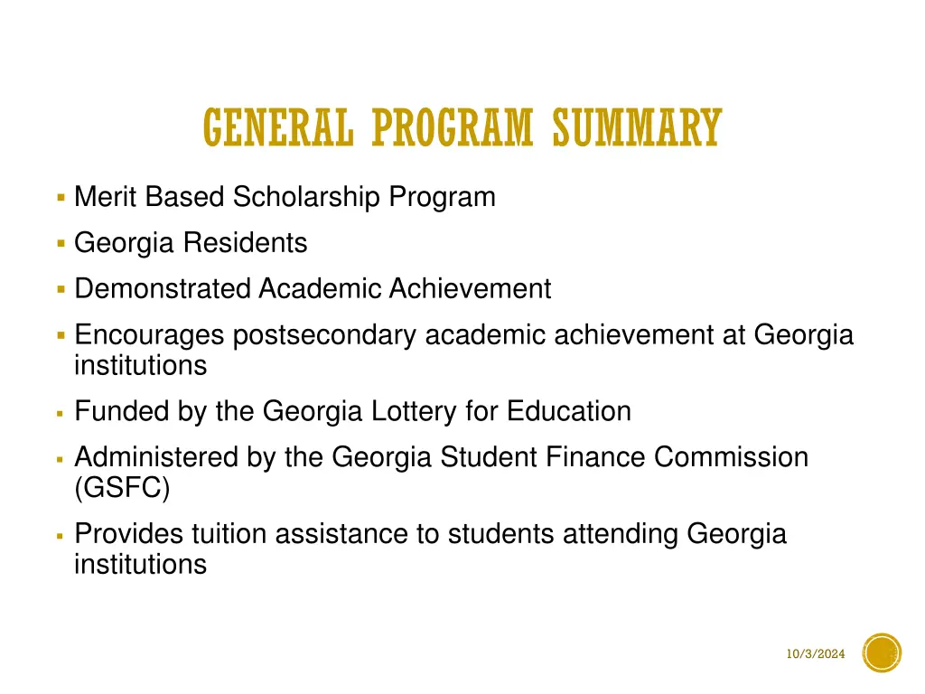 general program summary