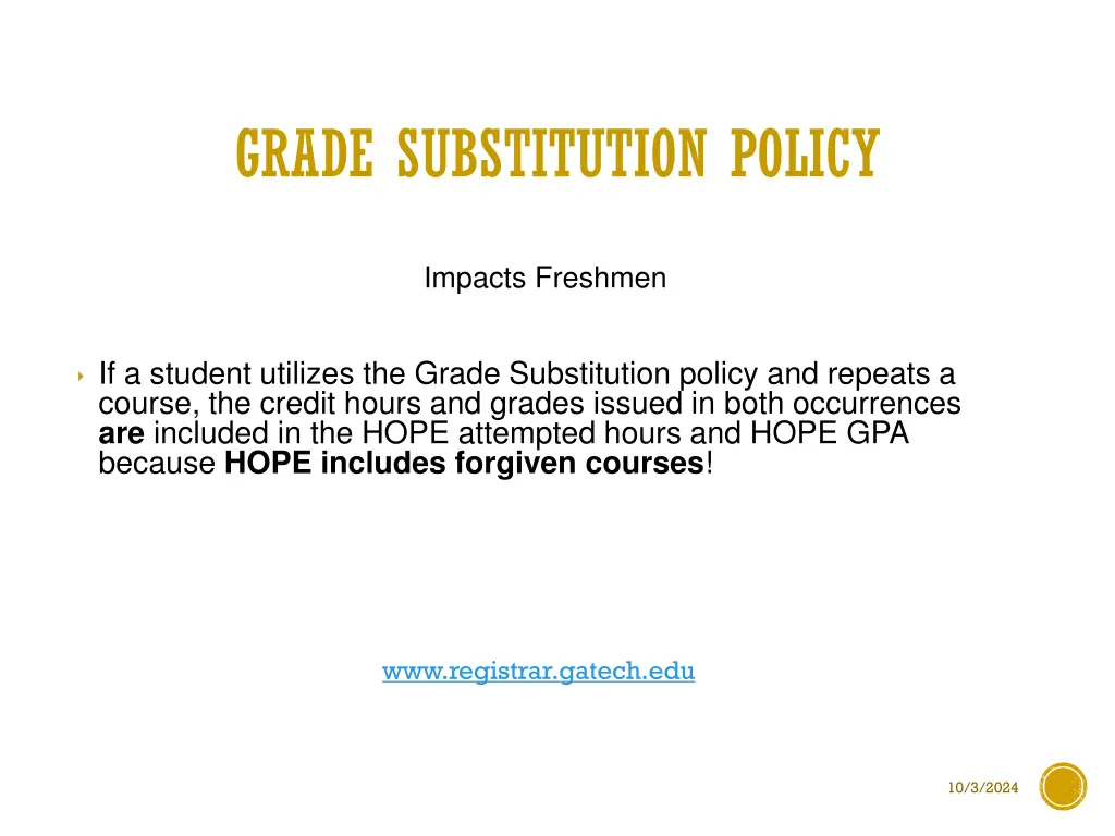 grade substitution policy