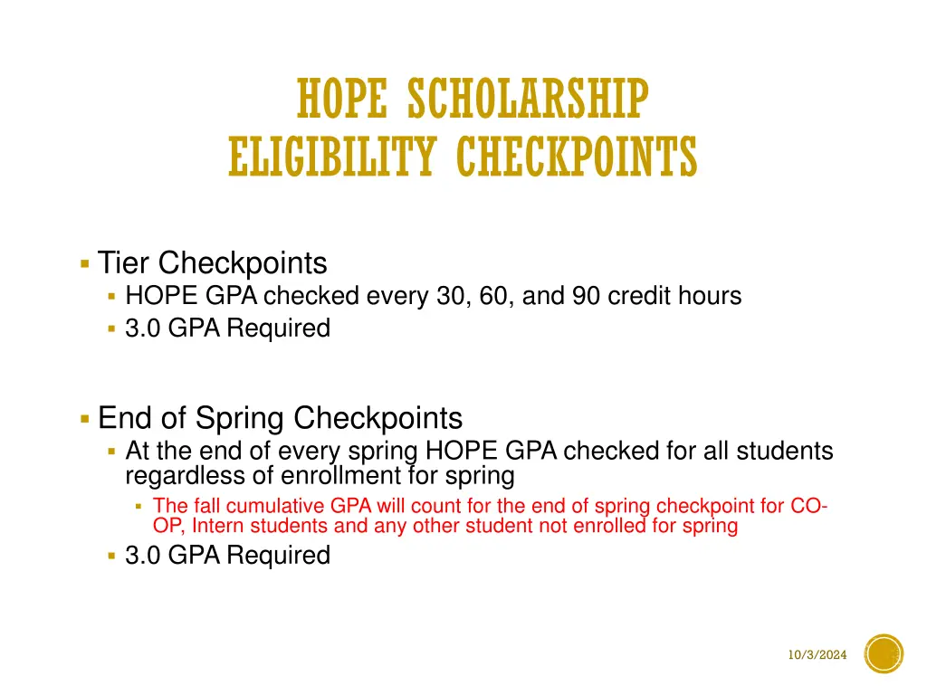 hope scholarship eligibility checkpoints