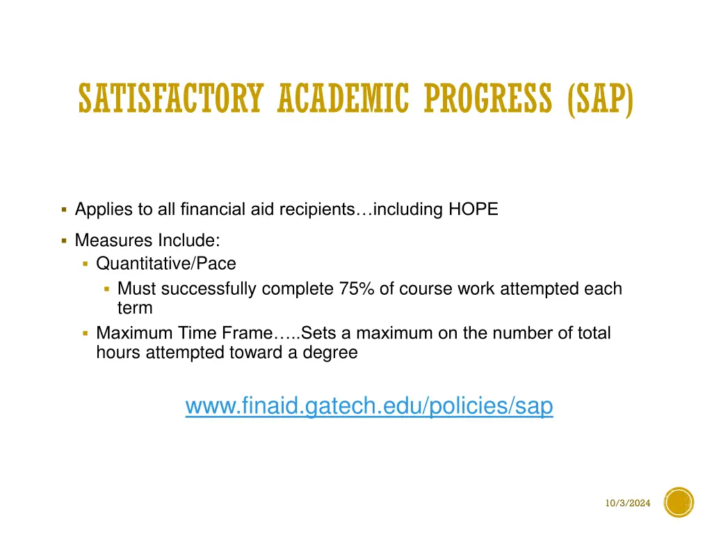 satisfactory academic progress sap