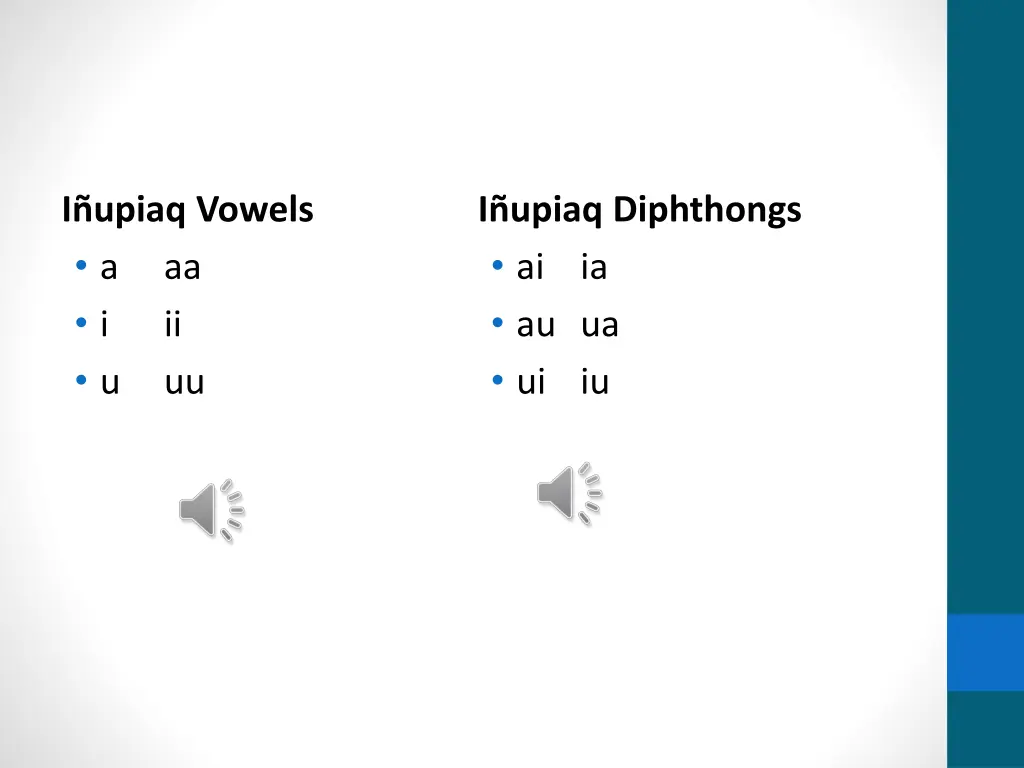 i upiaq vowels a aa i ii u uu