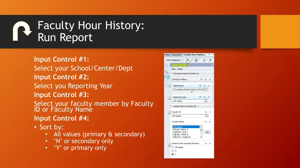 faculty hour history run report