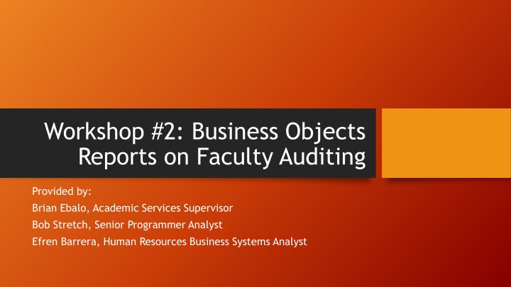 workshop 2 business objects reports on faculty