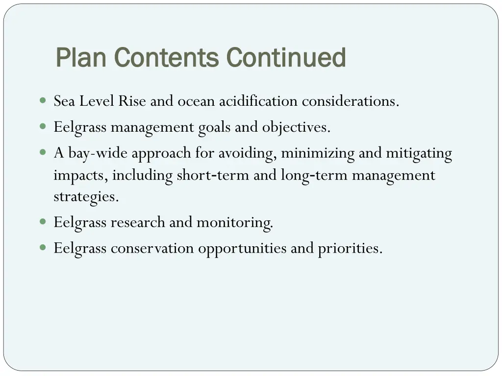 plan contents continued plan contents continued