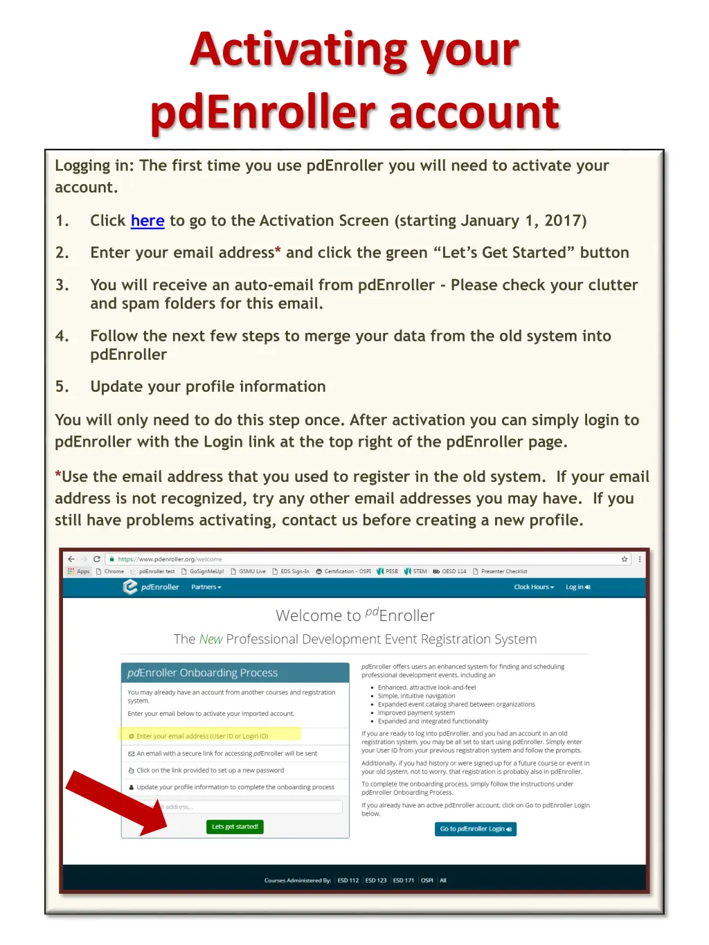 activating your pdenroller account