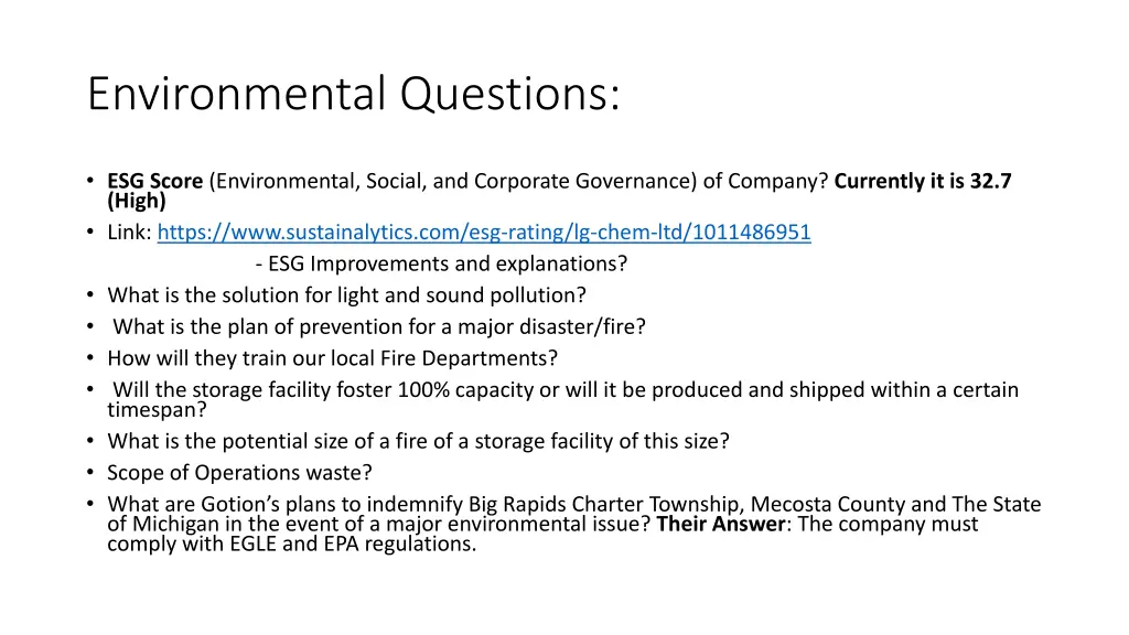 environmental questions