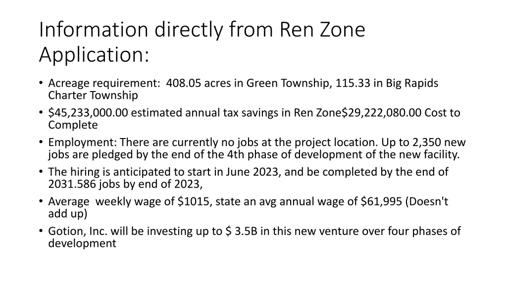 information directly from ren zone application