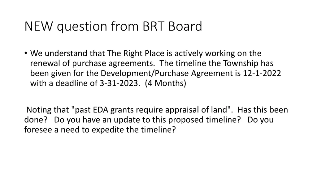 new question from brt board