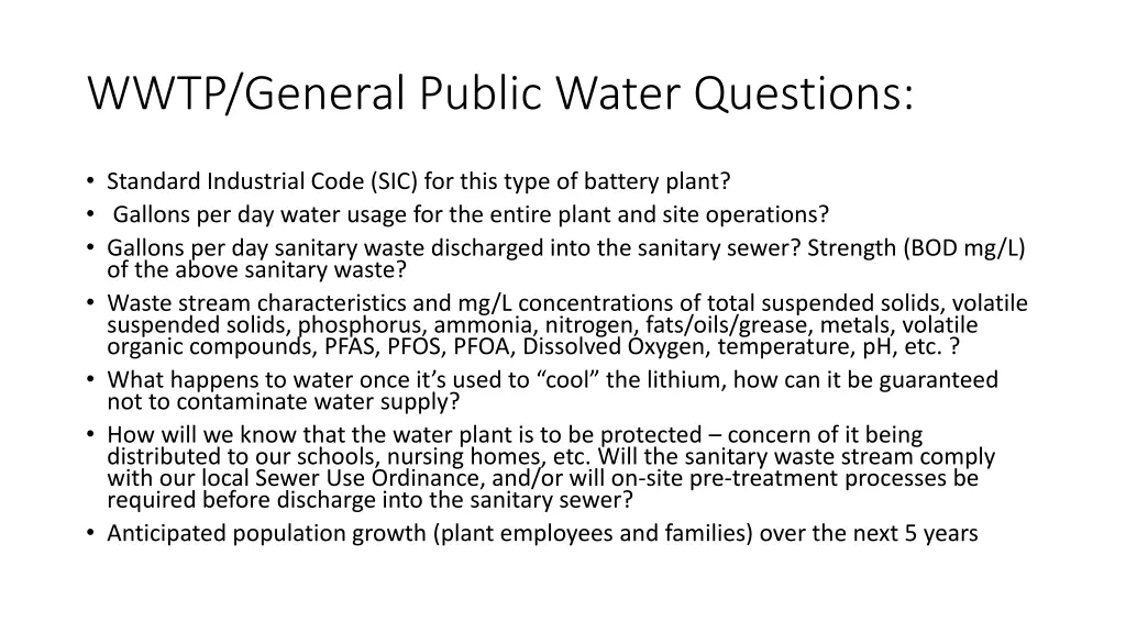 wwtp general public water questions