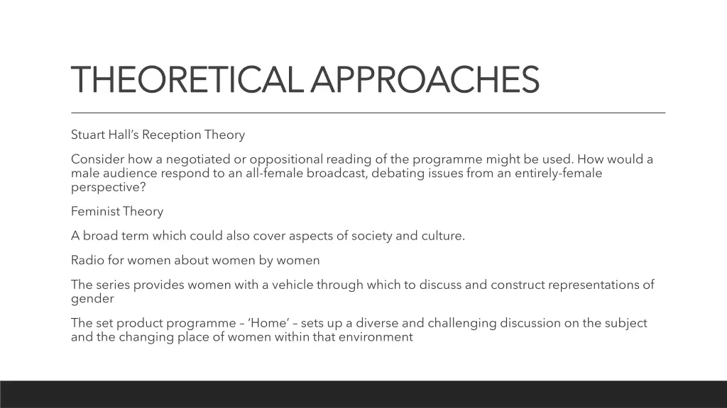 theoretical approaches theoretical approaches