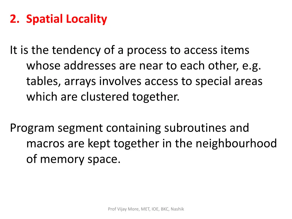 2 spatial locality