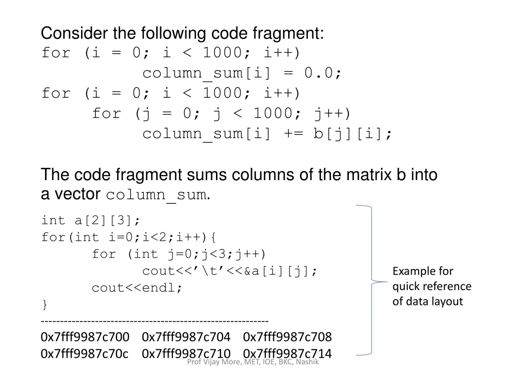 consider the following code fragment