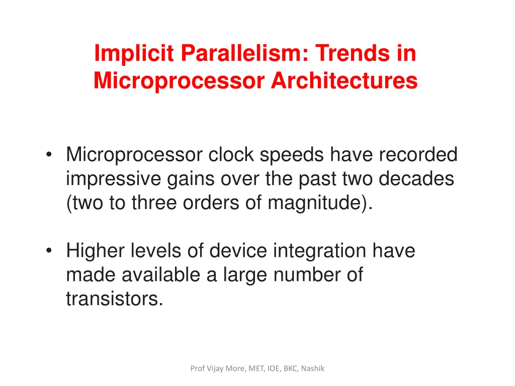 implicit parallelism trends in microprocessor