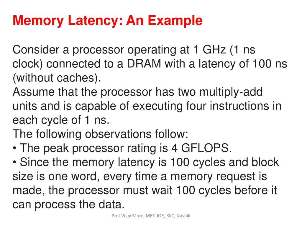 memory latency an example