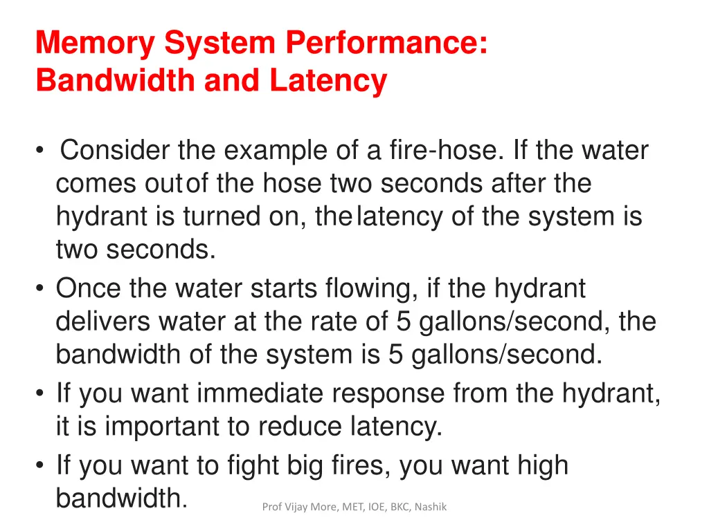 memory system performance bandwidth and latency