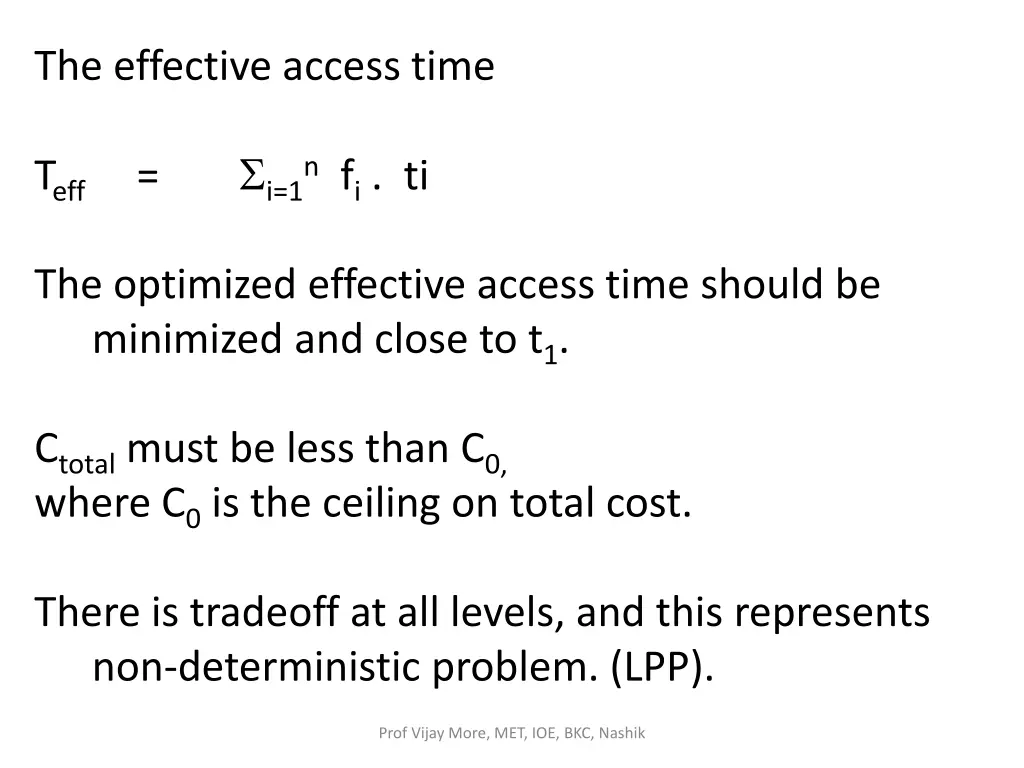 the effective access time 1