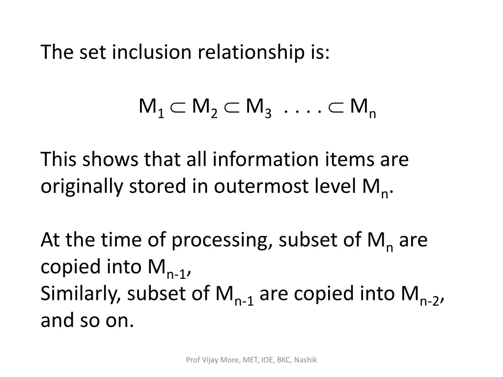 the set inclusion relationship is