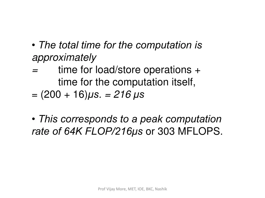 the total time for the computation