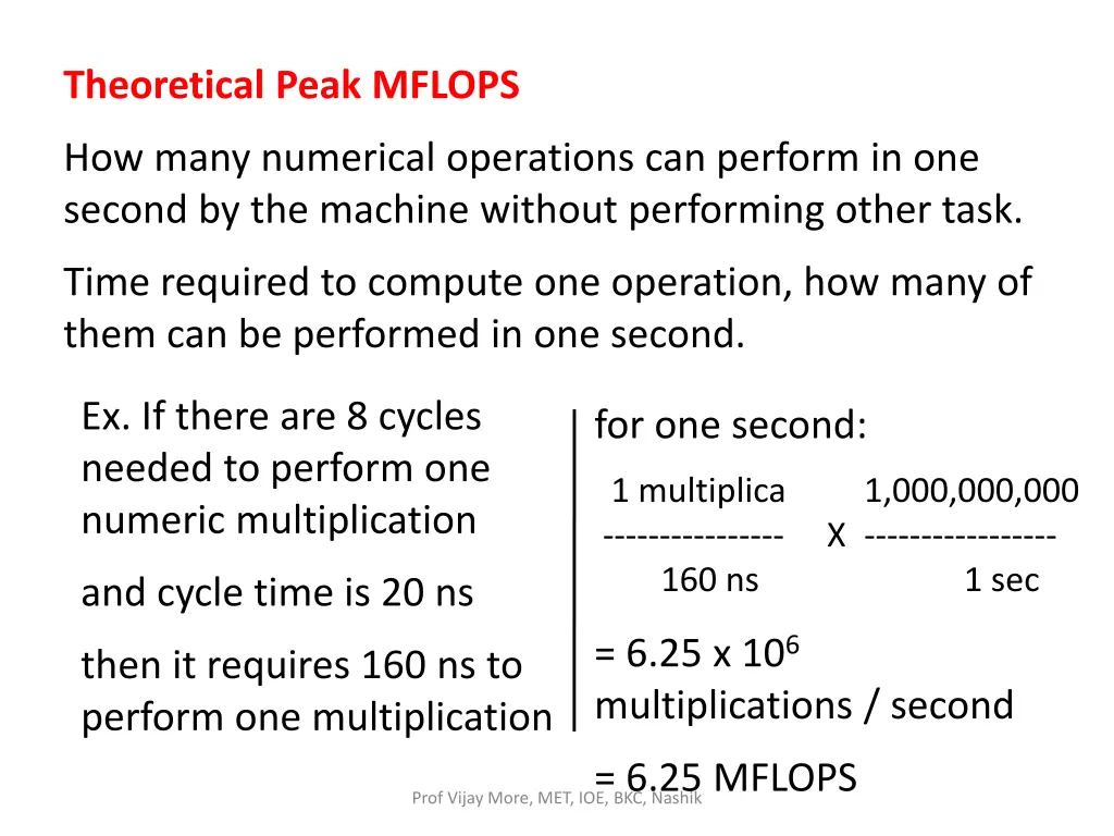 theoretical peak mflops