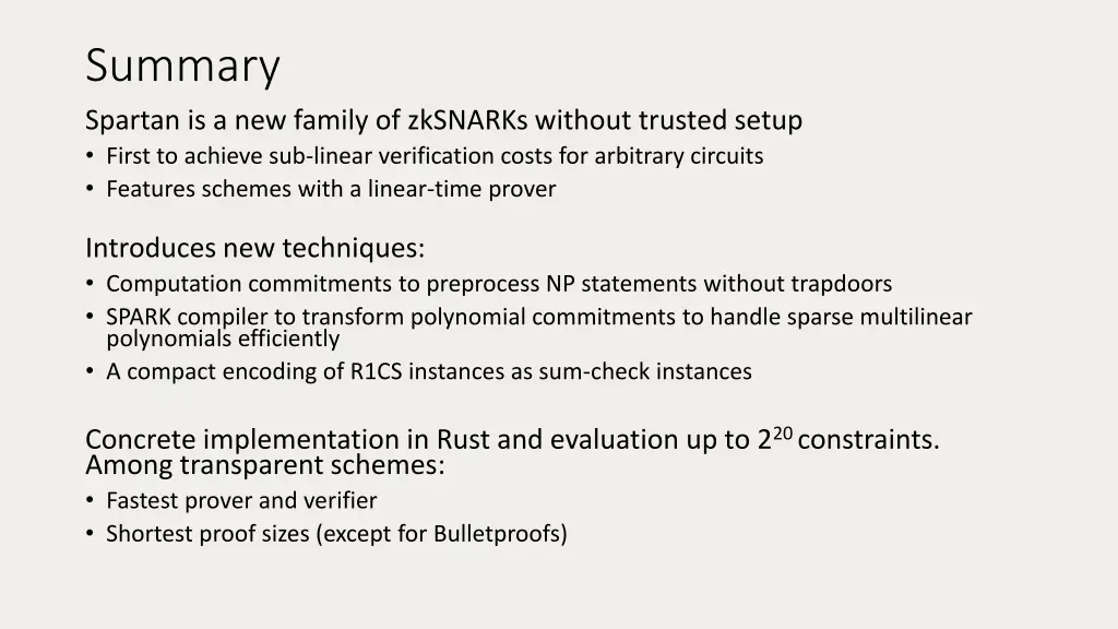 summary spartan is a new family of zksnarks