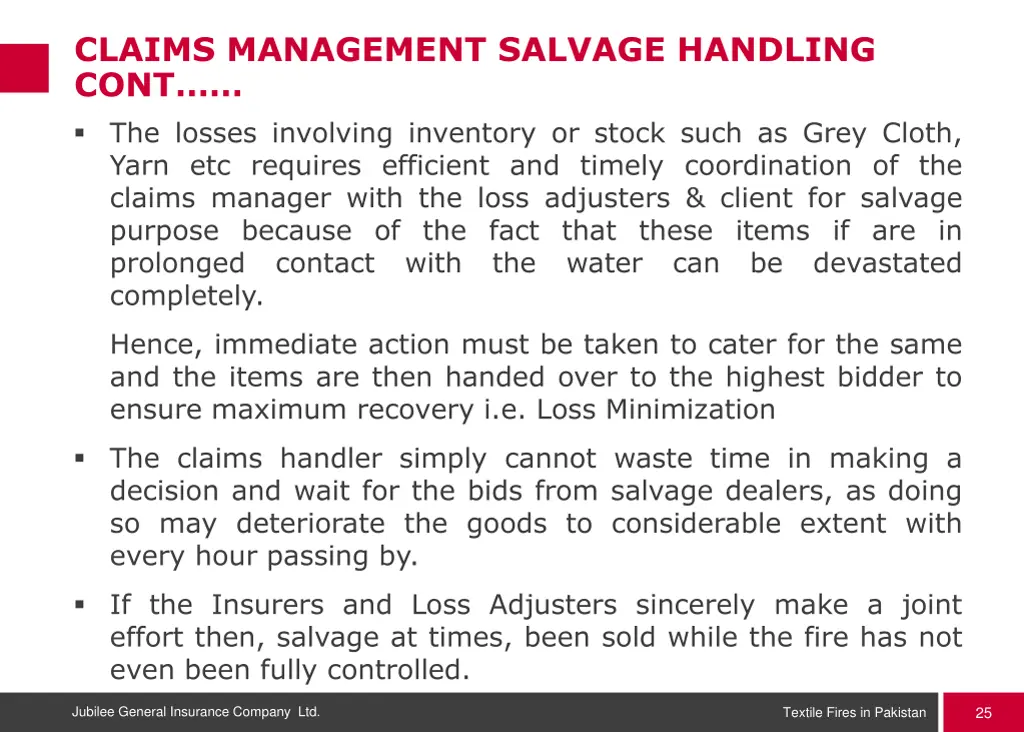 claims management salvage handling cont