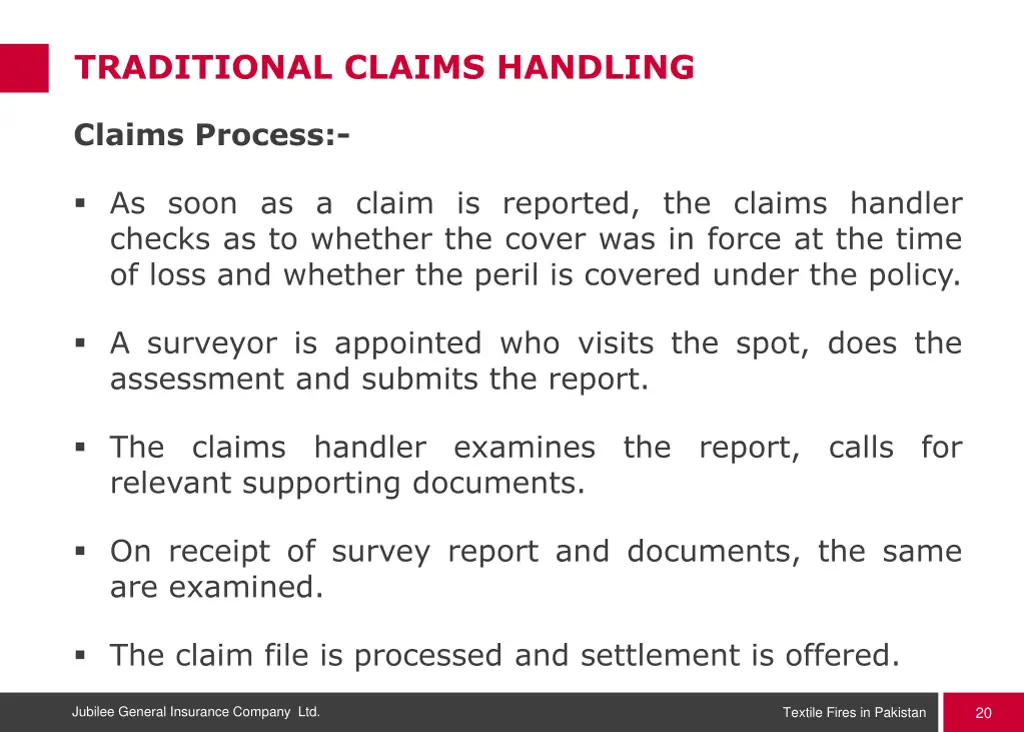 traditional claims handling