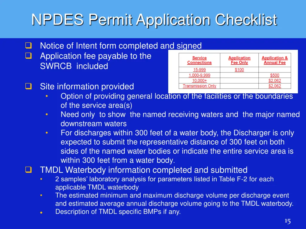 npdes permit application checklist