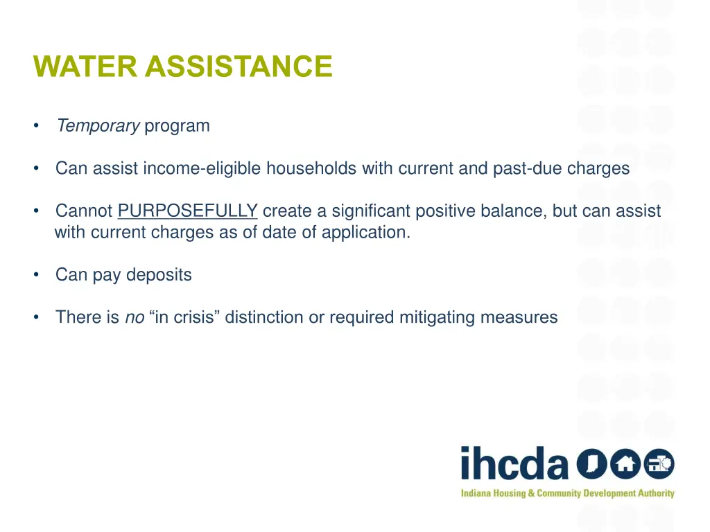 water assistance