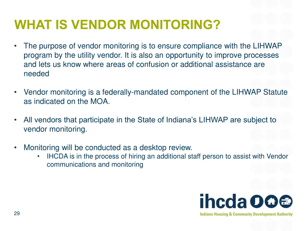 what is vendor monitoring