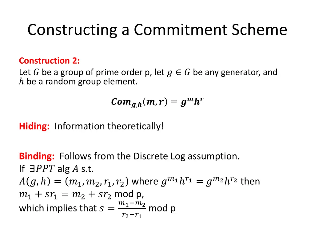 constructing a commitment scheme 1