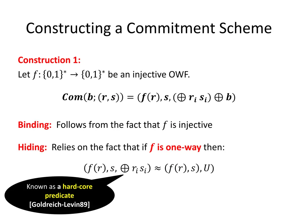 constructing a commitment scheme