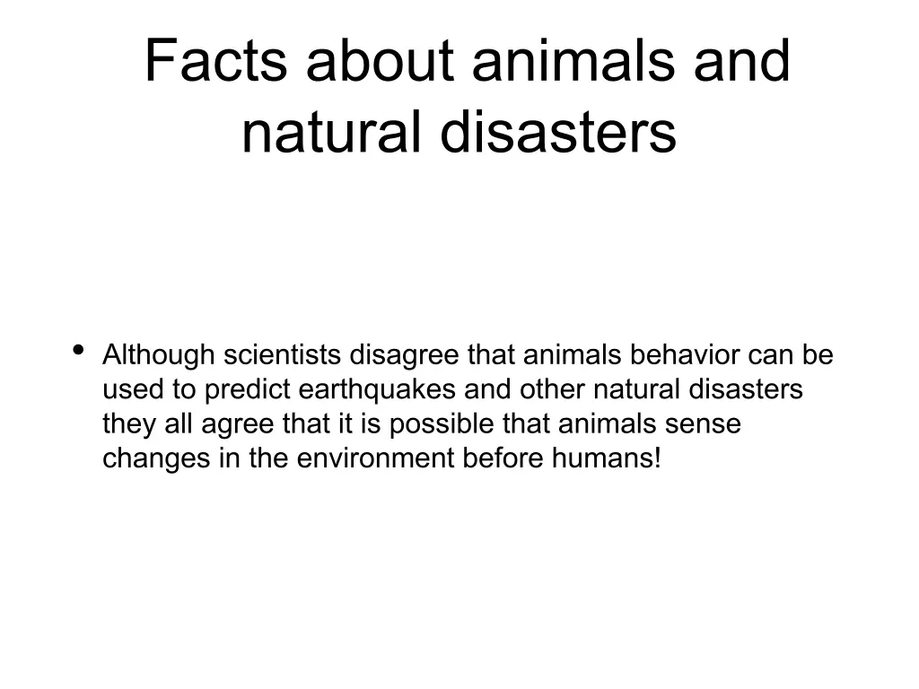 facts about animals and natural disasters