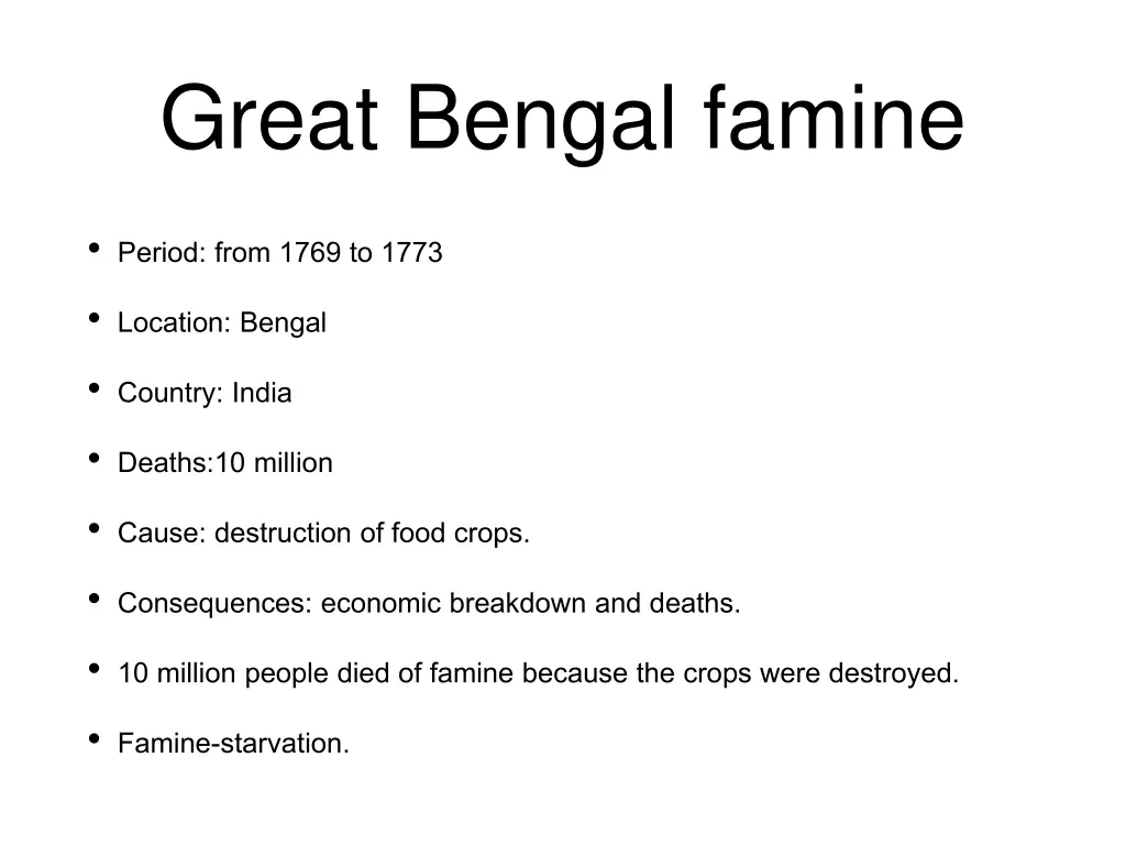 great bengal famine