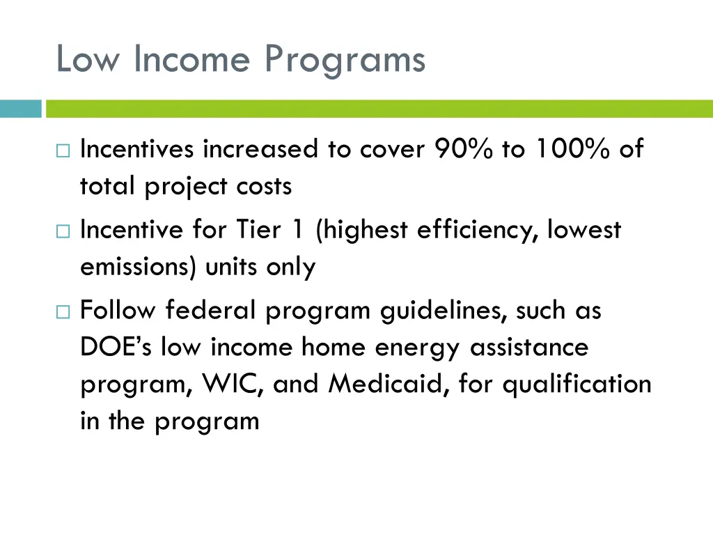 low income programs