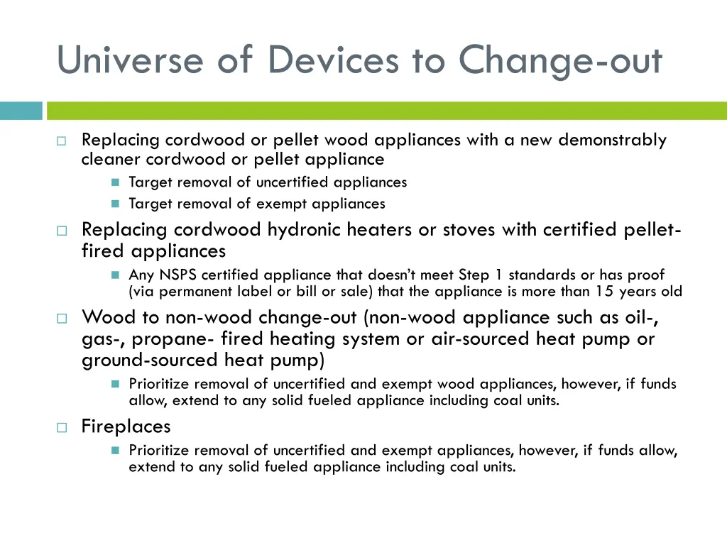 universe of devices to change out