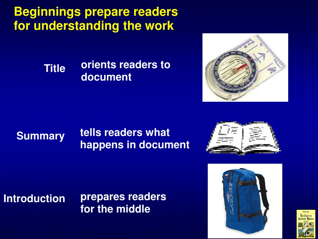 beginnings prepare readers for understanding